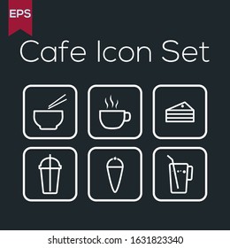 6 cafe icon set, line icon