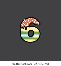 6 von Kuchen, Vektoralphabet und -zahl