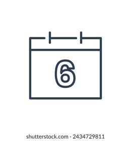 6 Calendar Icon, 6 Date Icon for Appointment Line icon