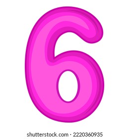 6, cartoon Arabic numerals. The ten digits of the Arabic numerals from 0 to 9, font Hand drawn. Decorative numbers for children's magazines. Vector illustration isolated on white background.