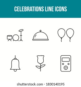 6 Juego de iconos vectores de celebración