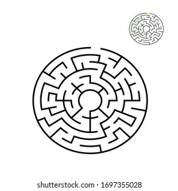 6 cells wide circular maze ending in the middle with solution hint in the corner