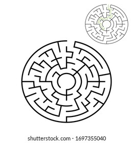 6 cells wide circular maze ending in the middle with solution hint in the corner