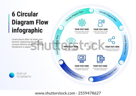 6 Circular Diagram Flow Infographic template, Modern Infographic Design Template for Business Presentations