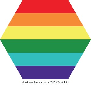 The 6 color pride in hexagon shape, the colors is red, orange, yellow, green, indigo and violet.