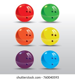 6 Colorful Bowling Ball Vector Illustrations