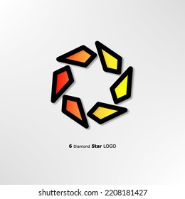 6 Colorful Diamond Gems Circle Logo Design Vector