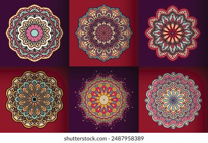 6 Colorful Ethnic Decorative Mandala Element 