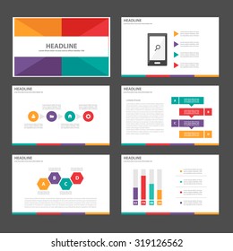 6 Colorful Infographic elements presentation template flat design for brochure flyer leaflet set 1