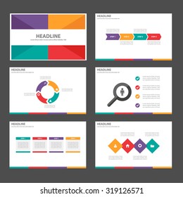 6 Colorful Infographic elements presentation template flat design for brochure flyer leaflet set 3