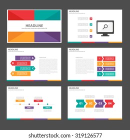 6 Colorful Infographic elements presentation template flat design for brochure flyer leaflet set 2