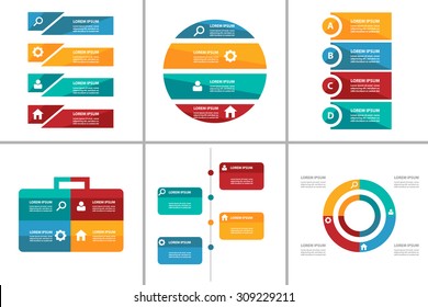 6 Colorful multipurpose presentation infographic element and light bulb symbol icon template flat design set for advertising marketing brochure flyer 2