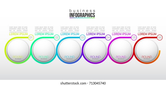 6 components make up something. Modern business circle origami style options banner. infographics vector, workflow layout, diagram, number options, Six step up options, web design