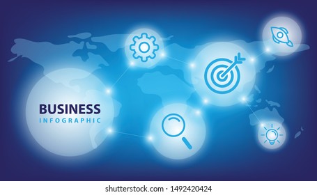 6 connection light circles for infographic and technology