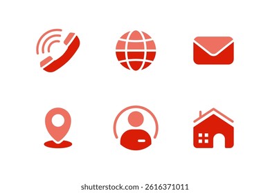 6 Contact Information Vector Icons Set in Glyph Solid Style Design