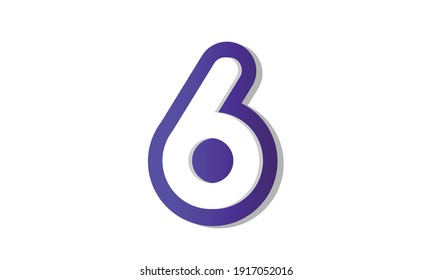 6 Cool Modern Purple 3D Number