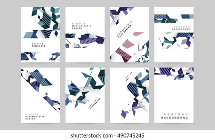 6 Covers set minimal geometric shapes design, vector