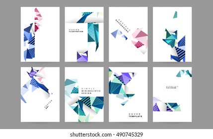 6 Covers set minimal geometric shapes design, vector