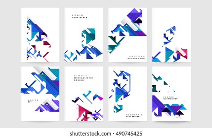 6 Covers set minimal geometric shapes design, vector