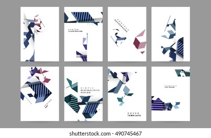 6 Covers set minimal geometric shapes design, vector