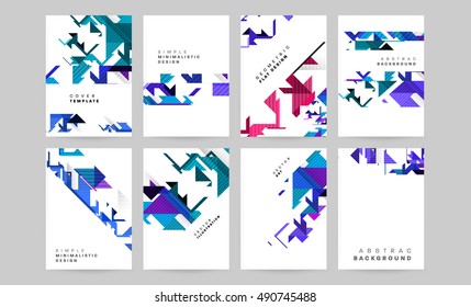 6 Covers set minimal geometric shapes design, vector