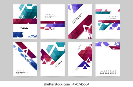6 Covers set minimal geometric shapes design, vector