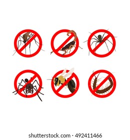 6 dangerous insects such as mosquito, scorpion, spider, ant, bee, centipede