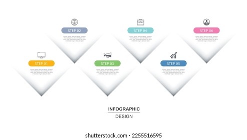 6 plantillas de índice de forma de diamante cuadrado de infografía de datos. Fondo abstracto de ilustración vectorial.