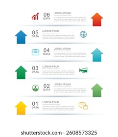6 data infographics tab index layout template. Illustration business abstract background.