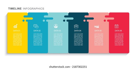 6 data infographics tab paper index template. Vector illustration abstract background.