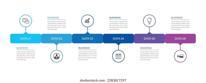 6 data infographics tab paper index timeline template. Vector illustration abstract background.