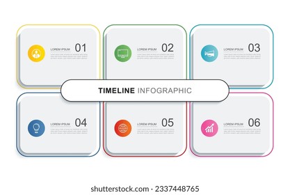 6 data infographics tab paper index template. Vector illustration business abstract background.