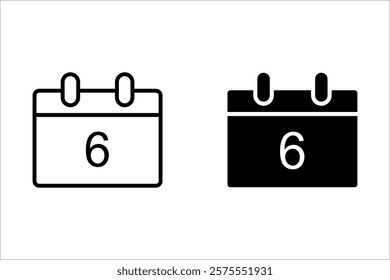 6 Date icon design with white. 
For mobile concept and web design. vector illustration
