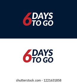 6 day to go label,sign,button. Vector stock illustration.
