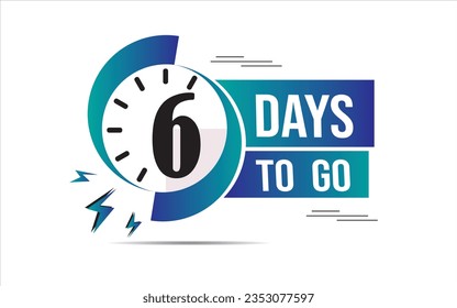 6 day to go last countdown icon. six day go sale price offer promo deal timer, 6 days only, Countdown left days banner. count time sale. Vector illustration, number of days left badge for sale