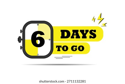 Icono de cuenta regresiva de 6 días para ir Último ícono de cuenta regresiva. Temporizador de oferta de oferta de Precio de venta de seis días, solo 06 días, Anuncio de días de cuenta regresiva izquierda. venta de tiempo de cuenta regresiva. número de días restantes insignia para venta o promoción, Vector eps