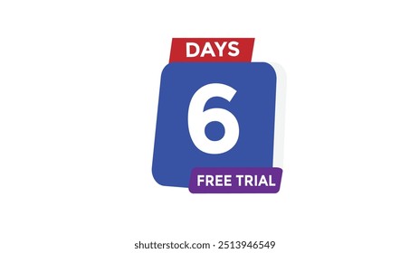 6 dias avaliação gratuita Contagem regressiva número banner templates. time icon. Ilustração de vetor 
