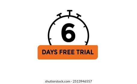 6 days free trial Countdown number banner templates. time icon. Vector Illustration 
