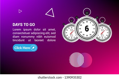 6 days to go banner. flat style. days to go concept.
