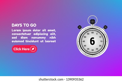 6 days to go banner. flat style. days to go concept.