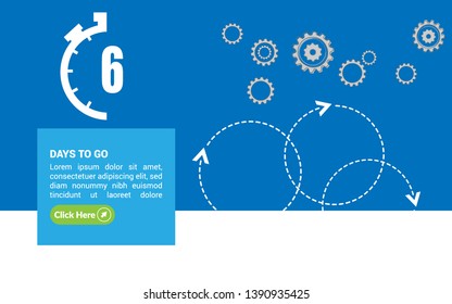 6 days to go banner. flat style. days to go concept.