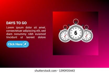 6 days to go banner. flat style. days to go concept.