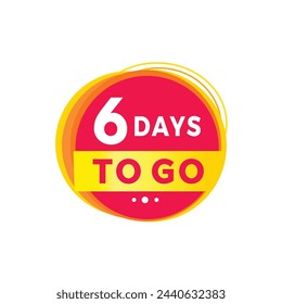 6 days to go red label last countdown icon, vector. Modern design template for banner.