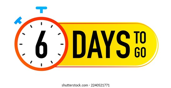 6 days to go timer vector symbol colorful style