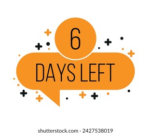 6 days left balloon. Count days remaining vector design. Banner for business, events and special dates