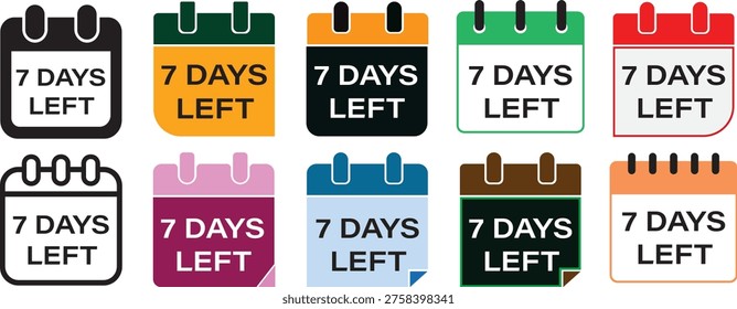 6 days left countdown typography, professional vector illustration of event announcement and sale reminder, Limited Time Offer and Event Timer Labels.
