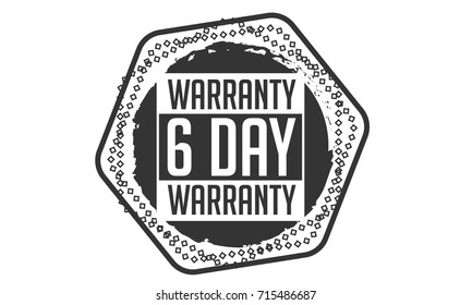 6 days warranty icon vintage rubber stamp guarantee