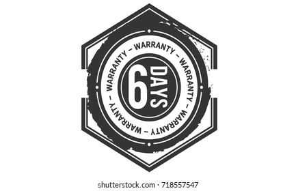 6 days warranty icon vintage rubber stamp guarantee