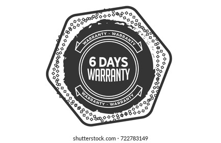 6 days warranty icon vintage rubber stamp guarantee