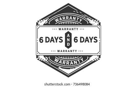 6 days warranty icon vintage rubber stamp guarantee